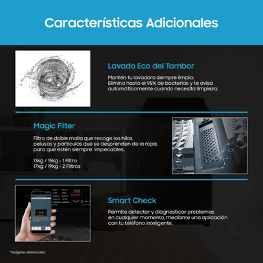 LAVADORA SAMSUNG 17 KG CARGA SUPERIOR ECO BUBBLE WA40F17E7CPE GRIS GRAFITO - 7