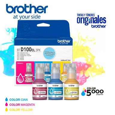TRIPACK DE TINTAS BROTHER BTD100CL 3PK COLORES