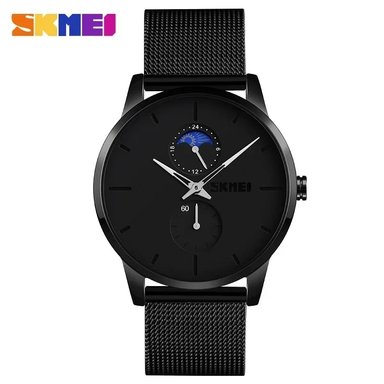 RELOJ SKMEI 9208 FASE LUNAR CORREA ACERO AGUJAS BLANCAS