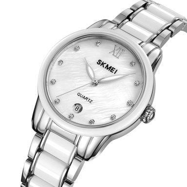 RELOJ SKMEI 2175 PLATEADO CORREA CERAMICA PARA DAMA