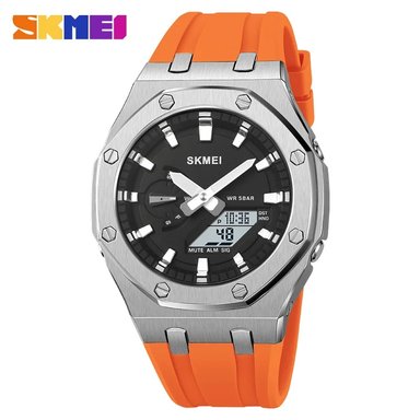 RELOJ SKMEI 2243 NARANJA CORREA SILICONA HORA MUNDIAL