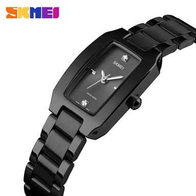 RELOJ SKMEI 1400 NEGRO CORREA ACERO PARA MUJER