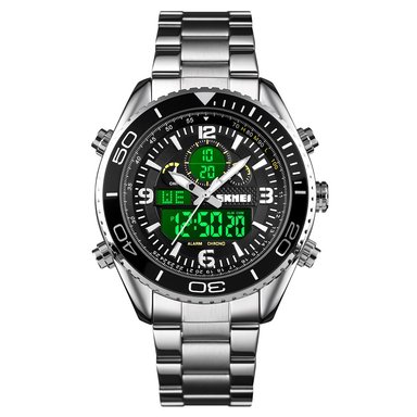 RELOJ SKMEI 1600 PLATEADO CORREA ACERO DIGITAL ANALOGO