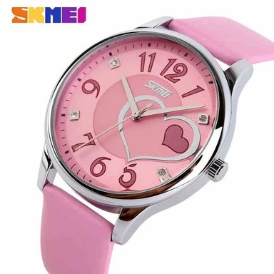 RELOJ SKMEI 9085 ROSADO CORREA CUERO PARA MUJER