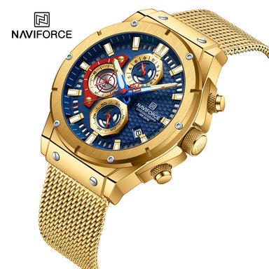RELOJ NAVIFORCE 8027S DORADO FONDO AZUL PARA CABALLERO