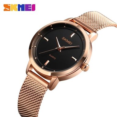 RELOJ SKMEI 1528 ORO ROSA CORREA ACERO PARA MUJER