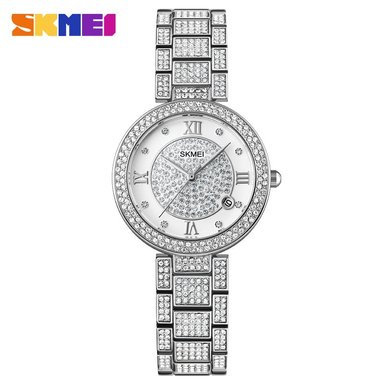 RELOJ SKMEI 1739 DIAMOND NUMEROS ROMANOS PLATEADO CORREA ACERO