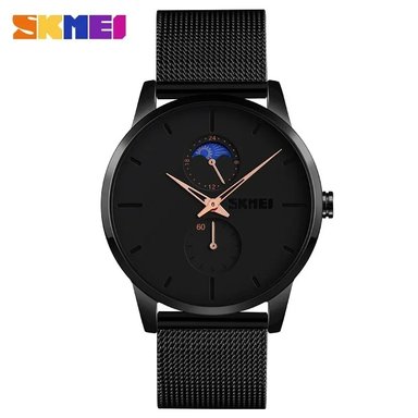 RELOJ SKMEI 9208 FASE LUNAR CORREA ACERO AGUJAS ORO ROSA