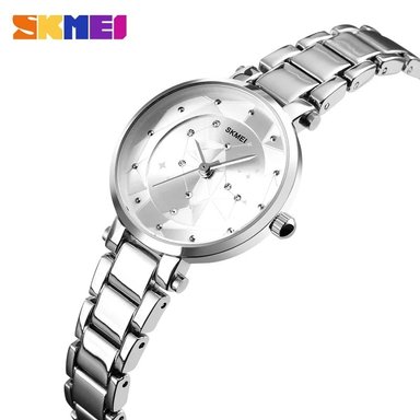RELOJ SKMEI 1411 PLATEADO CONSTELACION CORREA ACERO PARA MUJER
