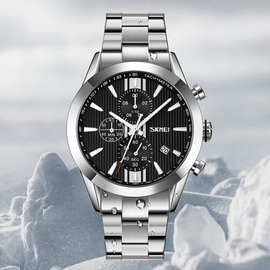 RELOJ SKMEI 9302 PLATEADO CRONÓMETRO CORREA DE ACERO