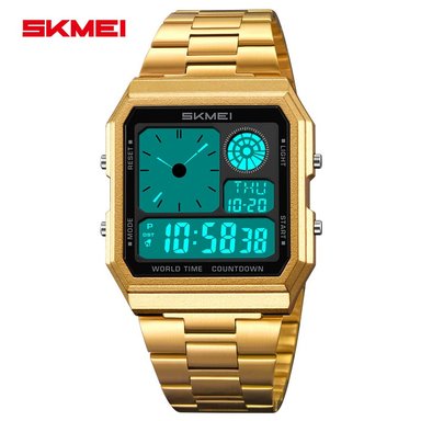 RELOJ SKMEI 2353 DORADO DIGITAL HORA MUNDIAL