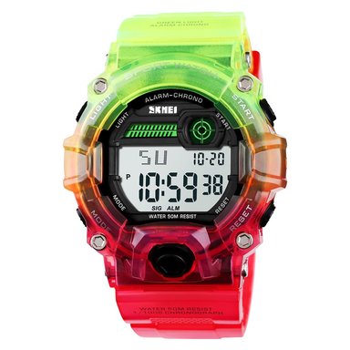 RELOJ SKMEI 1197 ROJO Y VERDE CORREA SILICONA