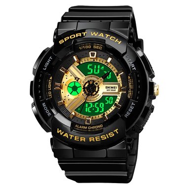 RELOJ SKMEI 1689 NEGRO CON DETALLES DORADO DAMA O NIÑAS