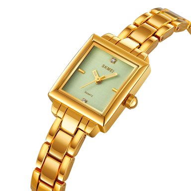 RELOJ SKMEI 2315 DORADO FONDO VERDE CORREA ACERO PARA DAMA - 1
