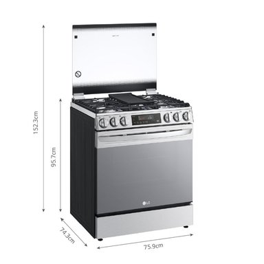 COCINA A GAS LRGL5845S 5 HORNILLAS FREIDORA DE AIRE ACERO INOXIDABLE LG - 2