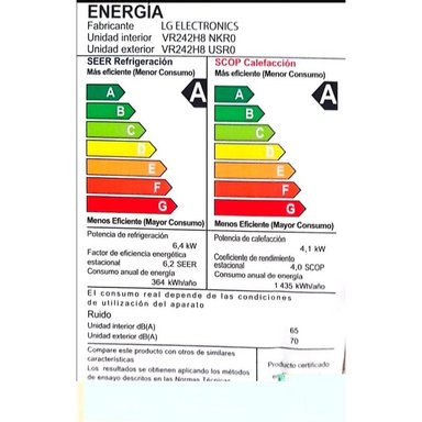AIRE ACONDICIONADO SPLIT LG 24 000 BTU ARTCOOL FRÍO/CALOR VR242H8 - 5