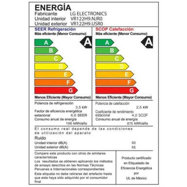 AIRE ACONDICIONADO SPLIT LG 12000 BTU ARTCOOL FRÍO - CALOR VR122H9 - 5