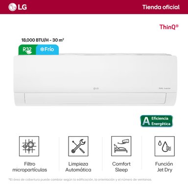 AIRE ACONDICIONADO SPLIT LG 18 000 BT U WIFI FRÍO SOLO INVERTER VM182CT - 1