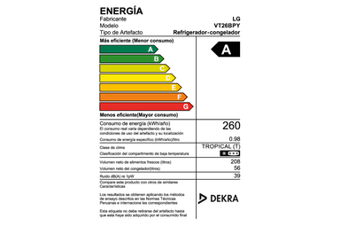 REFRIGERADORA LG 215L VT26BPY S/D PLATEADO - 7