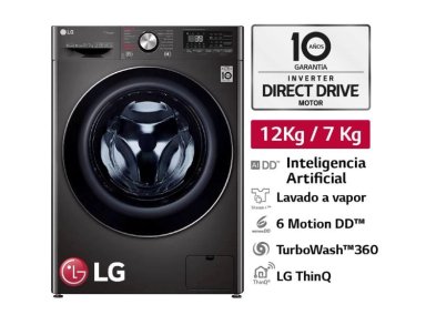 LAVASECA LG 12KG 7KG CARGA FROTAL WD12BVC2S6C NEGRO
