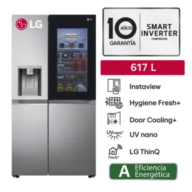 REFRIGERADORA GS66SXN 617LT INSTAVIEW SIDE BY SIDE PLATEADO LG