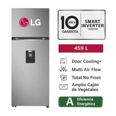 REFRIGERADORA VT45KPYC 459L DOOR COOLING+ TOP FREEZER PLATEADA LG
