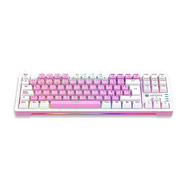 TECLADO MECÁNICO GAMING ANTRYX MK-840 TKL CON RETROILUMINACIÓN RGB Y SWITCHES ROJOS, COLOR ROSA - 1