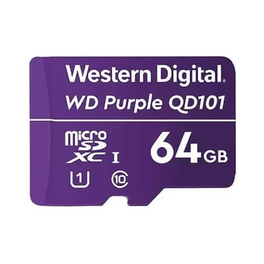TARJETA MICROSD 64GB WD PURPLE PARA VIDEO VIGILANCIA - ALTA CAPACIDAD Y RENDIMIENTO ÓPTIMO - 1