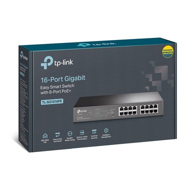 SWITCH TP-LINK TL-SG1016PE DE 16 PUERTOS GIGABIT POE+ - ADMINISTRABLE, 150W, IDEAL PARA MONTAJE EN RACK - 1