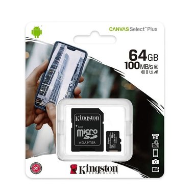 TARJETA MICROSDXC KINGSTON SELECT PLUS 64GB - ALTA VELOCIDAD PARA ALMACENAMIENTO CONFIABLE - 1
