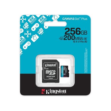 TARJETA MICROSDXC KINGSTON CANVAS GO! PLUS 256GB, VELOCIDAD 200MB/S, CLASE 10/UHS-I, IDEAL PARA GRABACIÓN 4K - 1