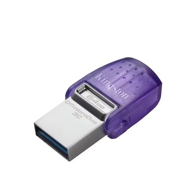 UNIDAD FLASH KINGSTON DATATRAVELER MICRODUO 64GB - USB 3.2 TIPO C Y A, 200MB/S, VIOLETA - 1