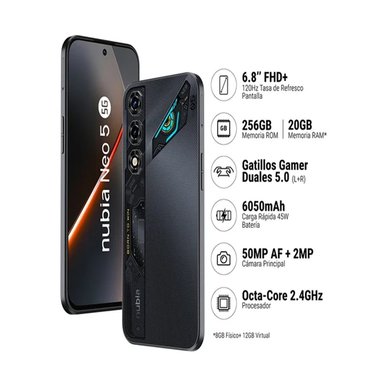 ZTE NUBIA NEO 5 5G GAME SUIT EDITION 8GB RAM SHADOW BLACK 256GB ROM - REGISTRADO - 2