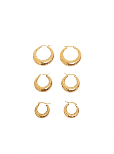 SET DE 3 ARETES - NAIF JEWELRY - ACERO BAÑADO EN ORO 18 K