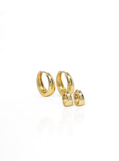 SET ARETES CANOA X 2 ARETES - NAIF JEWELRY - ACERO BAÑADO EN ORO 18 K