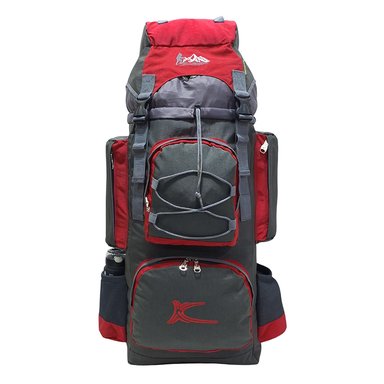 MOCHILA CAMPERA MODELO N.4 KENGAR - PLOMO/ROJO