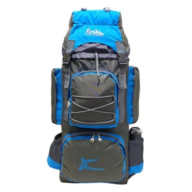 MOCHILA CAMPERA MODELO N.4 KENGAR - PLOMO/TURQUESA