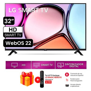 TELEVISOR LG 32 LED SMART TV HD CON THINQ AI 32LQ600BPSA