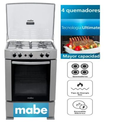 COCINA MABE CMP6012AG0 A GAS DE PIE 60 CM 4 QUEMADORES SILVER