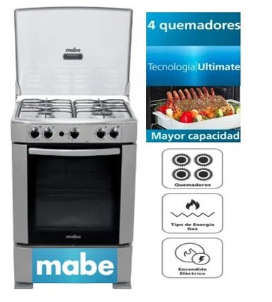 COCINA MABE CMP6012AG0 A GAS DE PIE 60 CM 4 QUEMADORES SILVER - 1