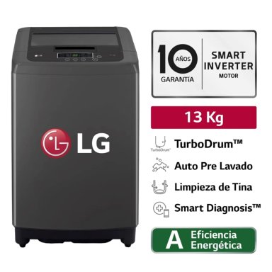 LAVADORA LG CARGA SUPERIOR 13 KG WT13BPBK NEGRO CLARO