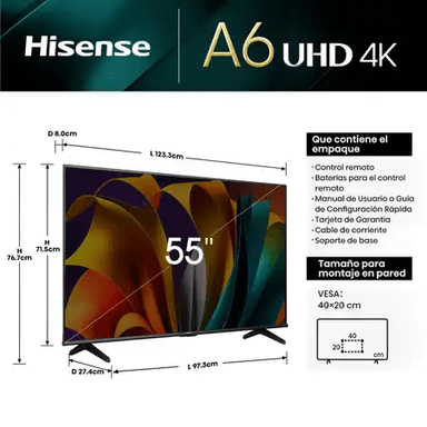 TV HISENSE LED 55' UHD 4K SMART TV 55A6N (2024) - 5