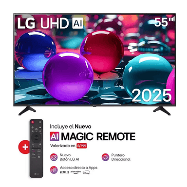 TELEVISOR LG 55' SMART UHD 4K THINQ AI 55UA7300PSB + MAGIC REMOTE - NUEVO 2025