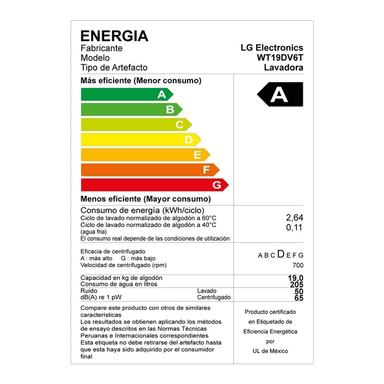 LAVADORA LG AI DD INTELIGENCIA ARTIFICIAL 19KG WT19DV6T GRIS - 7