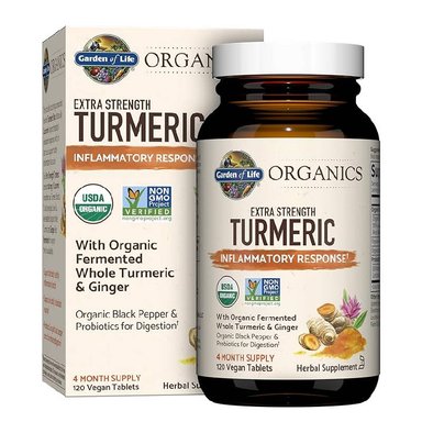 GARDEN OF LIFE ORGANICS EXTRA STRENGHT TURMERIC 120 TABLETAS VEGANAS