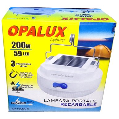 LAMPARA PORTATIL RECARGABLE CON PANEL SOLAR 200W OP-FD200W