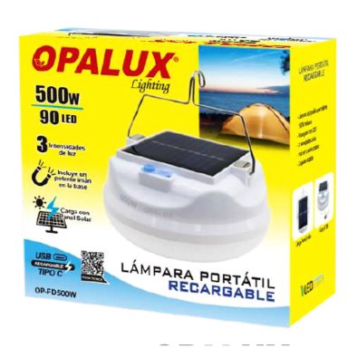 LAMPARA PORTATIL RECARGABLE CON PANEL SOLAR 500W OP-FD500W