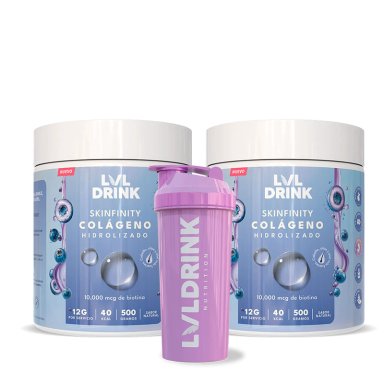 PACK DOBLE COLÁGENO HIDROLIZADO CON BIOTINA, VITAMINAS Y MINERALES + SHAKER GRATIS