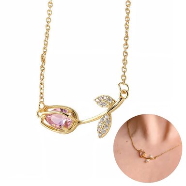 COLLAR DE MUJER TULIPAN REGALO ESPECIAL ACERO INOXIDABLE