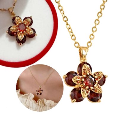 COLLAR MUJER DIJE FLOR GIRATORIO RAPUNSEL DE CIRCONIA DORADO.